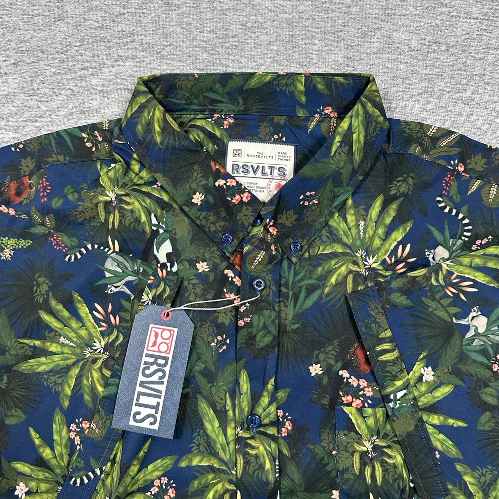RSVLTS Shirt Mens Size 3XL Move It Move It Jungle Short Sleeve Stretch NEW